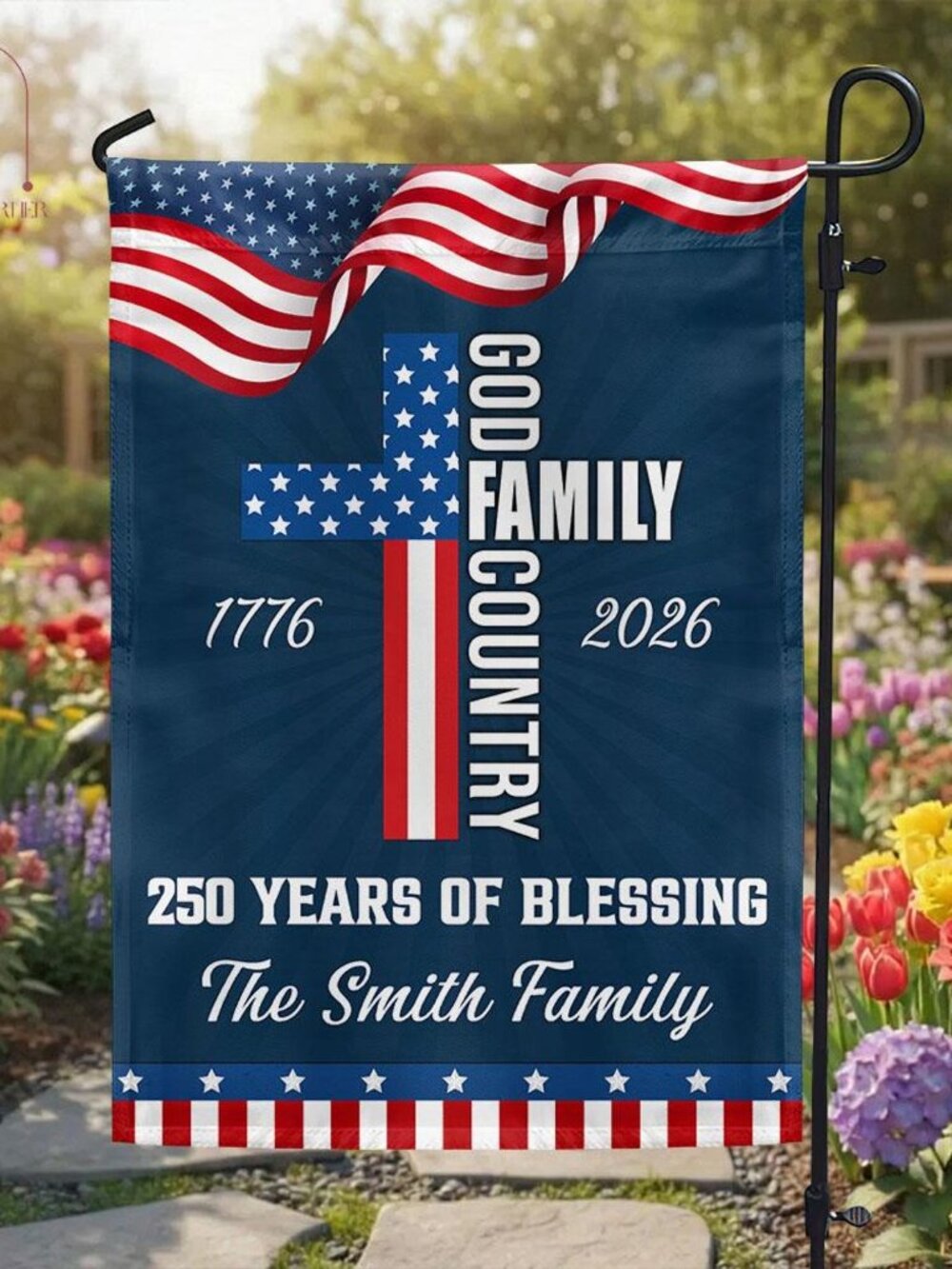 Personalized 250 Years of Blessing Garden Flag